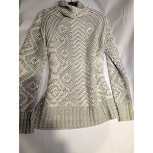 RD Style Women's Gray Ivory Cotton Knit Cowl Neck Raglan Pullover Sweater S